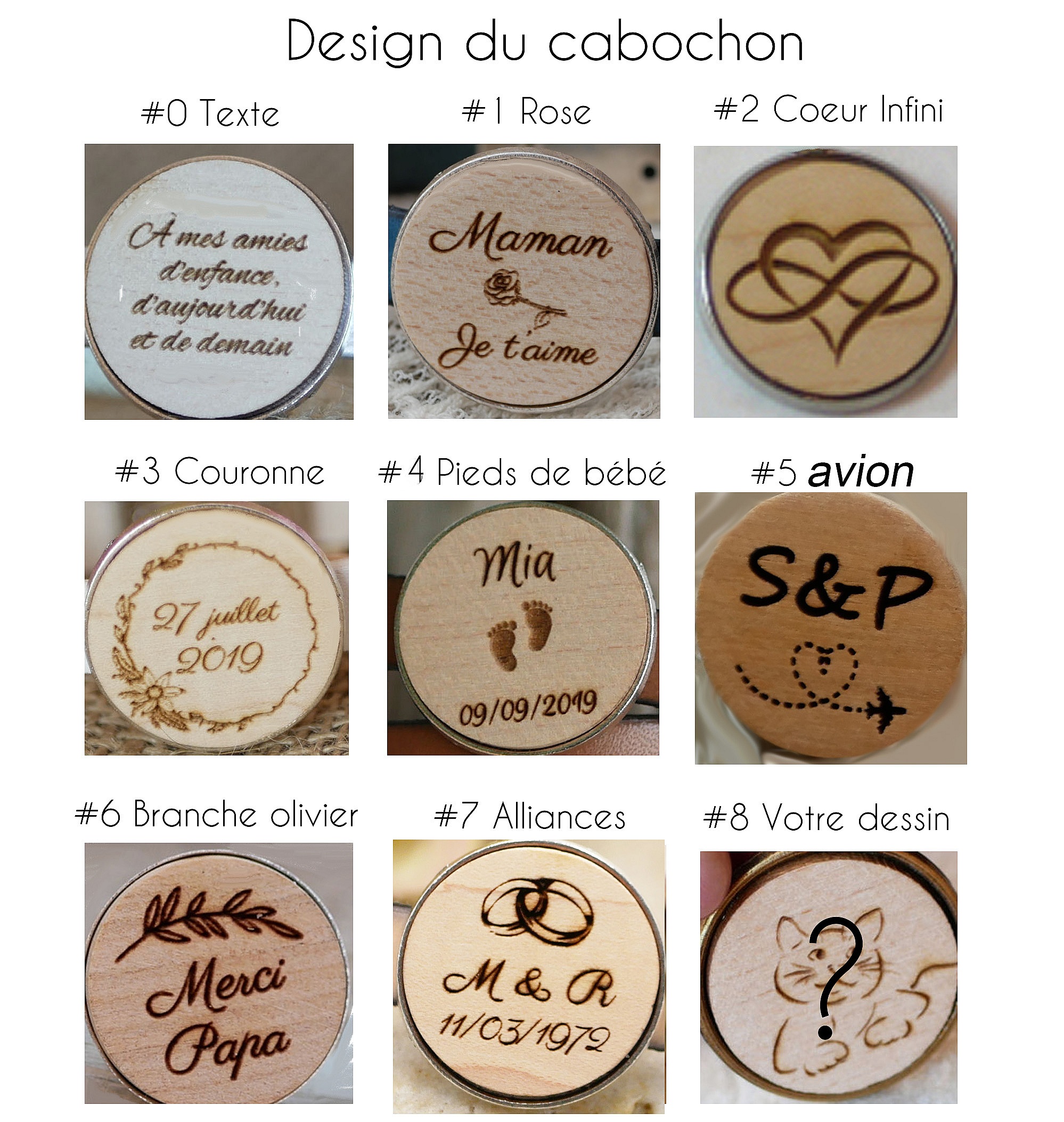 Schl&uuml;sselanh&auml;nger Schmuck Leder und Holz personalisierte Leder Pompon und Cabochon eingraviert