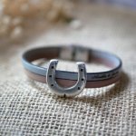 Duo-Armband aus Leder und Hufeisenschlaufe anpassbar für Mann oder Frau
