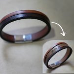 Zweifarbiges Herrenlederarmband mit versteckter eingravierter Nachricht