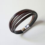 Manschettenarmband aus mehreren Ledern Braun für Männer