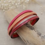 Multi-Leder-Armband für Frauen mit Manschette Rot, Pfirsich, Koralle, Beige