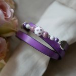 Damenarmband aus Leder und Perlen Mauve triple tours in Customize 