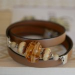 Damenarmband Leder und Perlen lampwork triple tours in Customize 