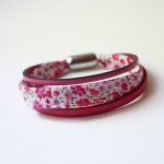 Damenarmband Trio Leder &amp; Liberty Blumen rosa 