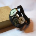 Uhr Lederarmband Cabochon aus Holz zum Gravieren