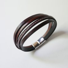 Manschettenarmband aus mehreren Ledern Braun für Männer