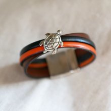 Armband Manschette Multi-Leder Dekor Schildkröte Magnetverschluss breit