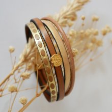 Manschettenarmband für Frauen, vergoldet, Mini-Cabochon Lebensbaum