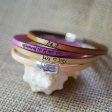 Lederarmband mit feinem Magnetverschluss, personalisiert durch Gravur Frau oder Mann