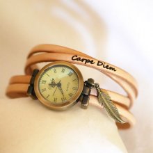 Damen- oder Mädchenuhr mit Multiturn-Lederarmband nach Wahl