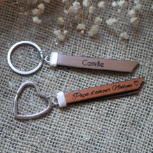 Doppelte flache Leder Schlüsselanhänger mit einem Namen personalisieren Telefon Nachricht